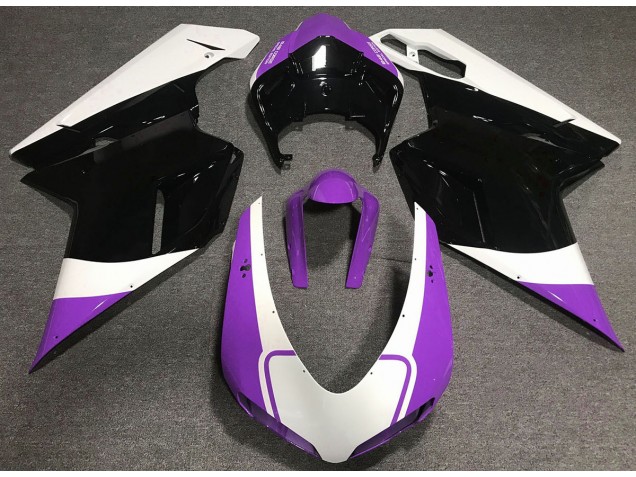 2007-2012 Gloss Purple White and Black Ducati 848 1098 1198 Fairings for Sale 2007-2012 Gloss Purple White and Black Ducati 848 1098 1198 Fairings for Sale
