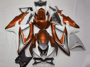 2008-2010 Gloss Orange and White Suzuki GSXR 600-750 Fairings for Sale