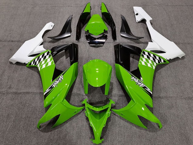 2008-2010 Green and White Cheq Kawasaki ZX10R Fairings for Sale 2008-2010 Green and White Cheq Kawasaki ZX10R Fairings for Sale