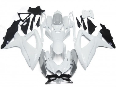 2008-2010 Shining Gloss White With Silver Suzuki GSXR 600-750 Fairings for Sale