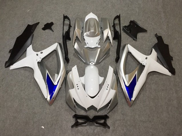 2008-2010 Silver White Blue Suzuki GSXR 600-750 Fairings for Sale