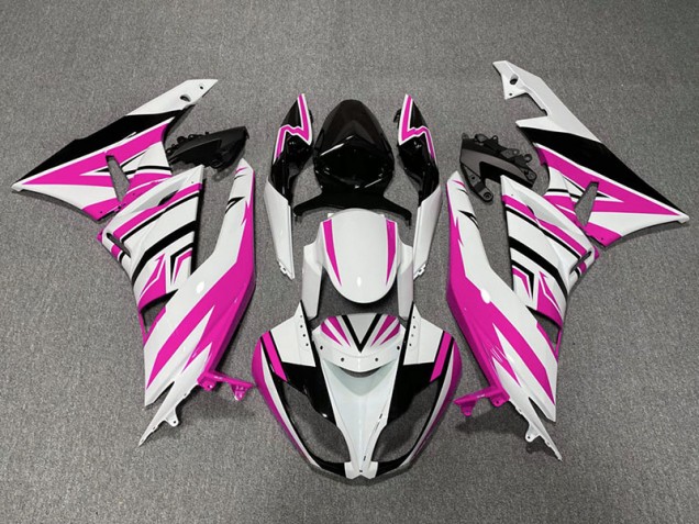 2009-2012 Pink White and Black Zag Kawasaki ZX6R Fairings for Sale 2009-2012 Pink White and Black Zag Kawasaki ZX6R Fairings for Sale