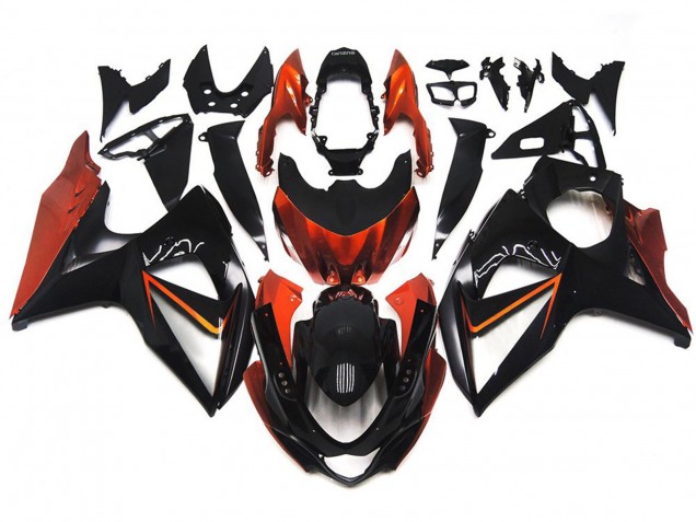 2009-2016 Custom Orange and Black with Silver inlay Suzuki GSXR 1000 Fairings for Sale