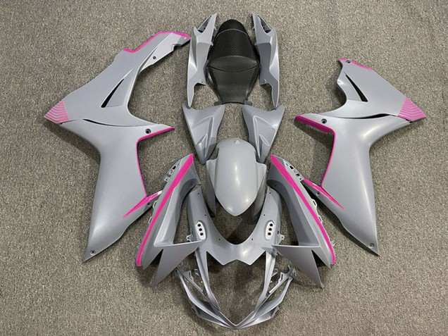 2011-2020 Matte Nardo Gray & Pink Accents Suzuki GSXR 600-750 Fairings for Sale 2011-2020 Matte Nardo Gray & Pink Accents Suzuki GSXR 600-750 Fairings for Sale