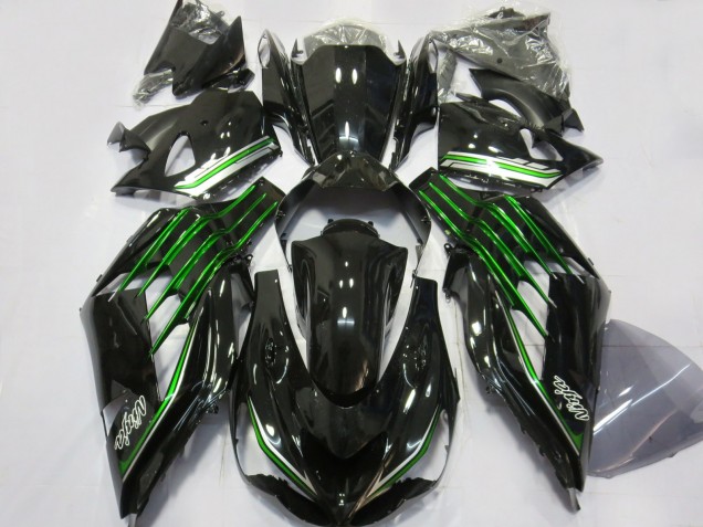 2012-2019 Gloss Black with Green Kawasaki ZX14R Fairings for Sale 2012-2019 Gloss Black with Green Kawasaki ZX14R Fairings for Sale