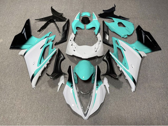 2013-2016 Gloss White and Teal Triumph Daytona 675 Fairings for Sale 2013-2016 Gloss White and Teal Triumph Daytona 675 Fairings for Sale
