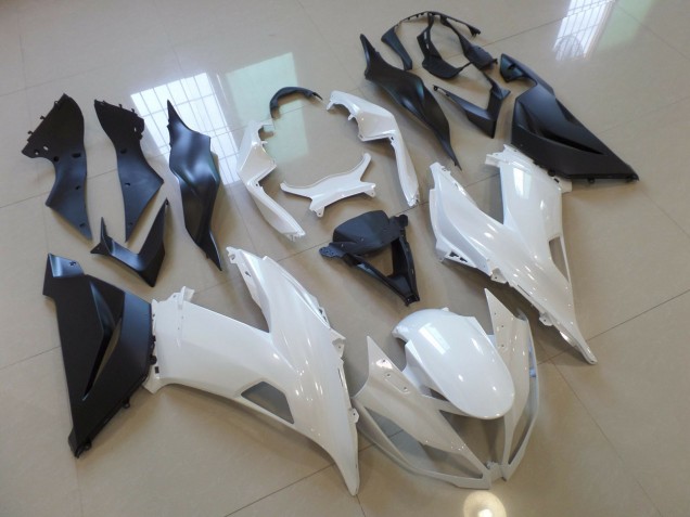 2013-2018 Gloss White Black Kawasaki ZX6R Fairings for Sale 2013-2018 Gloss White Black Kawasaki ZX6R Fairings for Sale