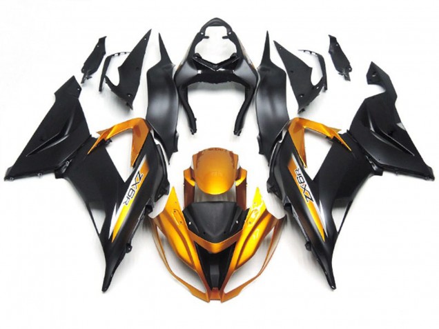 2013-2018 Matte Black and Gold Kawasaki ZX6R Fairings for Sale 2013-2018 Matte Black and Gold Kawasaki ZX6R Fairings for Sale