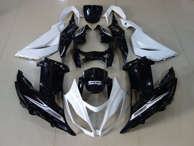 2013-2018 Pearl White and Black Kawasaki ZX6R Fairings for Sale