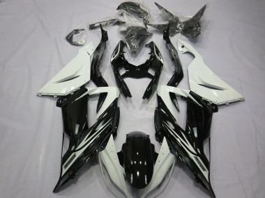 2013-2018 Plain Gloss Black White Kawasaki ZX6R Fairings for Sale