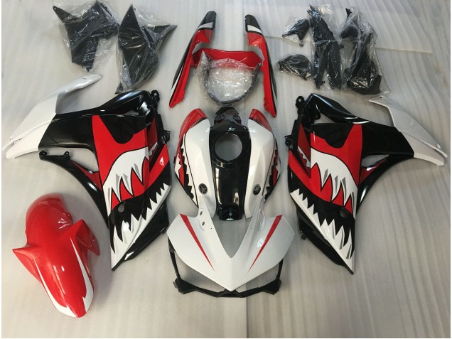 2015-2018 Red and White Shark Yamaha R3 Fairings for Sale 2015-2018 Red and White Shark Yamaha R3 Fairings for Sale