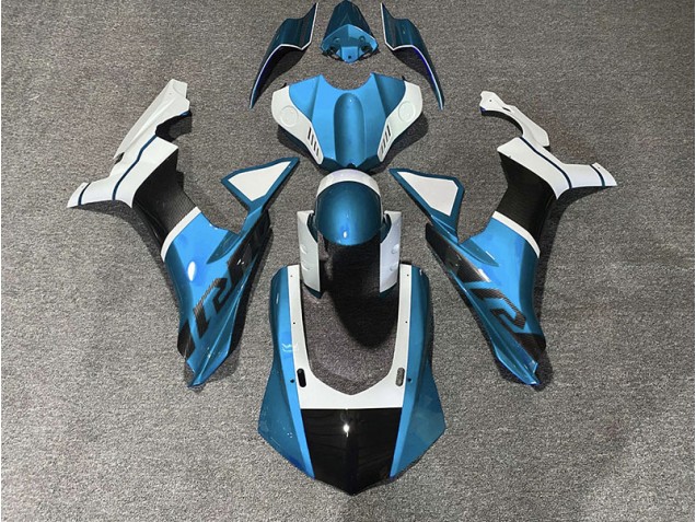 2015-2019 Light Blue & Carbon Fiber Accents Yamaha R1 Fairings for Sale