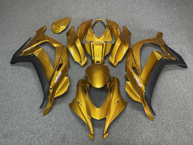 2016-2019 Gold with Ninja White Kawasaki ZX10R Fairings for Sale 2016-2019 Gold with Ninja White Kawasaki ZX10R Fairings for Sale