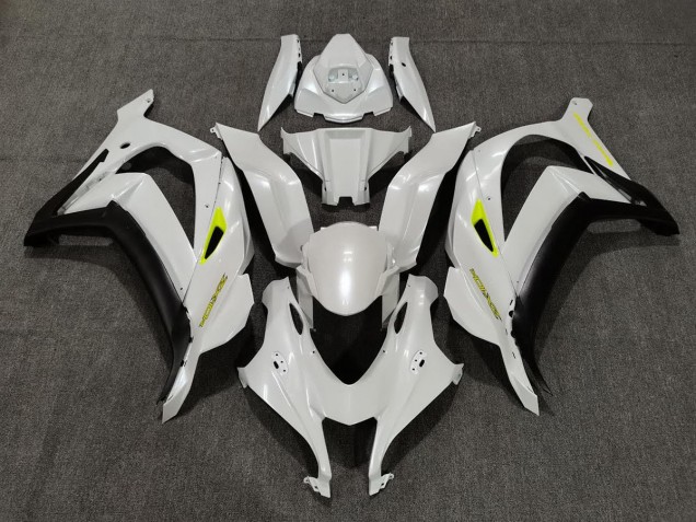 2016-2019 Pearl White & Yellow Kawasaki ZX10R Fairings for Sale 2016-2019 Pearl White & Yellow Kawasaki ZX10R Fairings for Sale