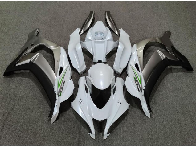 2016-2019 Pearl White and Silver Kawasaki ZX10R Fairings for Sale